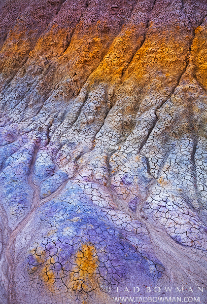 Arizona, desert, arid, clay, patterns, bentonite hills photo, bentonite hills photos, bentonite hills pictures, abstract, abstracts,blue, purple, yellow,southwest