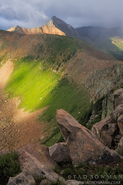 Colorado, La Plata Mountains, stormy, sunrise, Diorite Peak photo, summer, mountain pictures, mountain images