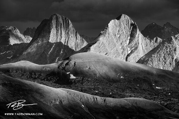 Arrow and Vestal Peak Black and White print