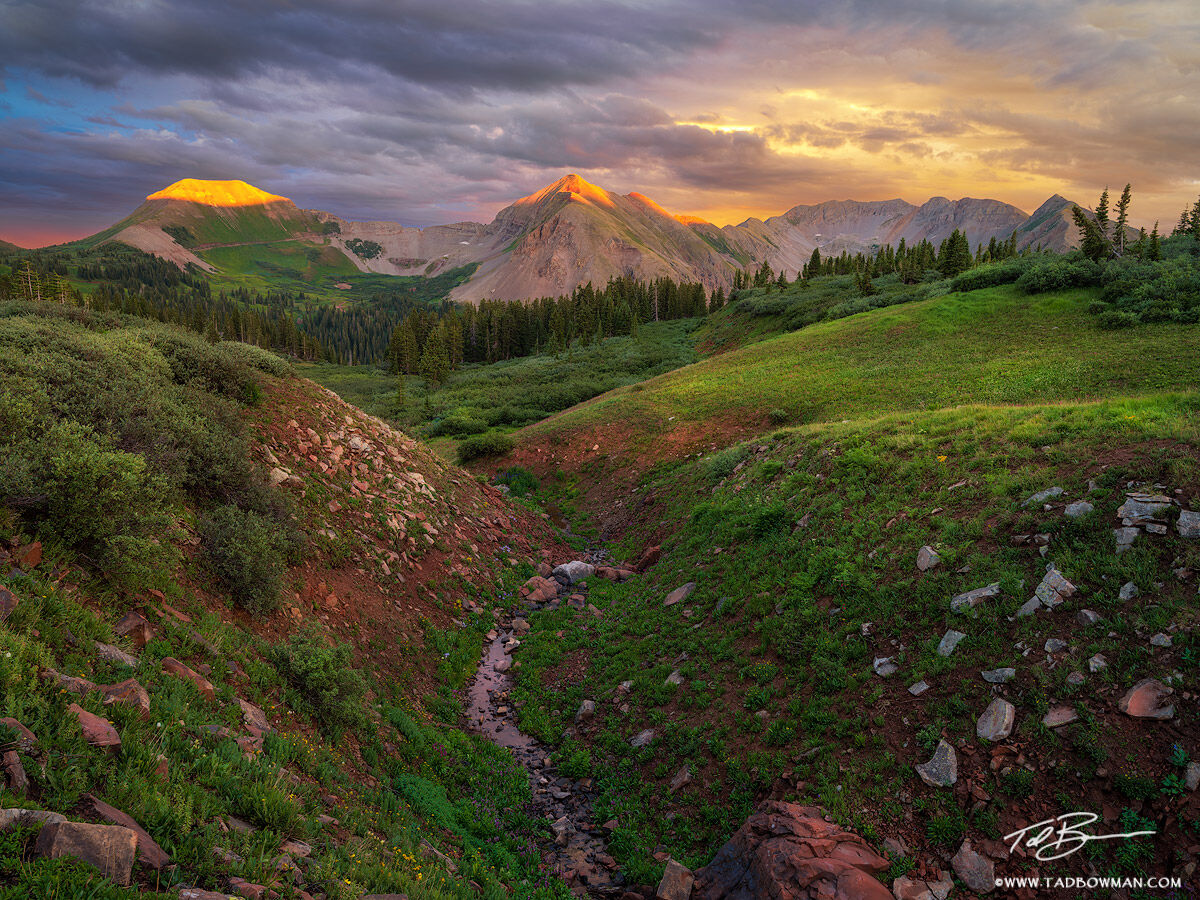 This Colorado Mountain photo depicts an orange sunset over the La Plata Mountains in Southwest Colorado.